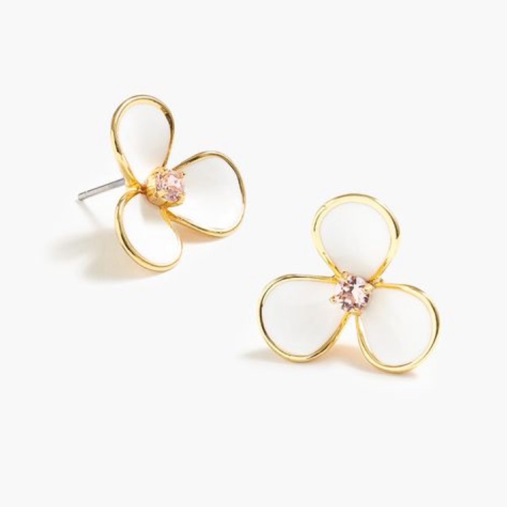 J. Crew Petite White Petal Earrings